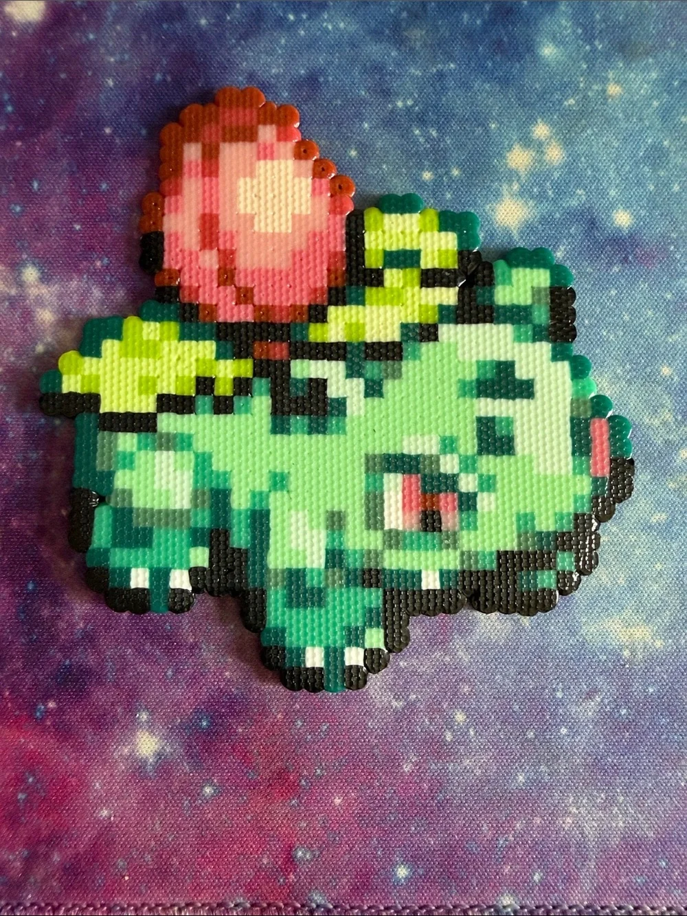 Handmade Green and Yellow Pixel Art Ivysaur Magnet